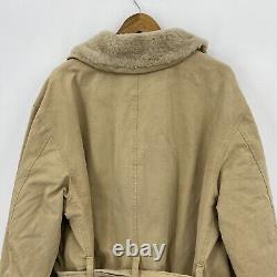 Polo Ralph Lauren Rancher Coat Men's XL Beige Canvas Wool Leather Shearling Vtg