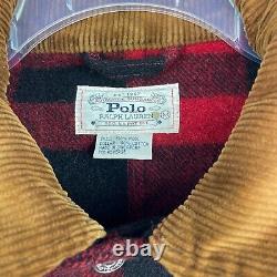 Polo Ralph Lauren Red Black Plaid 100% Wool Coat Vintage Men's Sz M