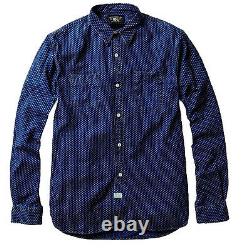 Polo Ralph Lauren Rrl Indigo Dyed Diamond Print Blue Jack Rabbit Work Shirt $295