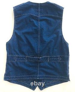 Polo Ralph Lauren Rrl Vintage Indigo Dyed Blue Calico Bernard Work Vest $490+