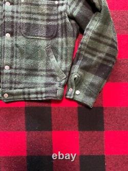Polo Ralph Lauren S Vintage Rare Leather Trim RRL Mackinaw Buffalo Wool Jacket