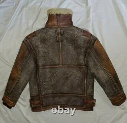 Polo Ralph Lauren Shearling Leather Bomber Flight Jacket Coat rrl rare vtg XS