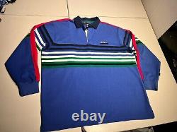 Polo Ralph Lauren Shirt Men's Large Blue Red Striped Polo Sport Rugby VTG Y2K