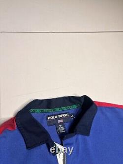 Polo Ralph Lauren Shirt Men's Large Blue Red Striped Polo Sport Rugby VTG Y2K