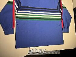 Polo Ralph Lauren Shirt Men's Large Blue Red Striped Polo Sport Rugby VTG Y2K