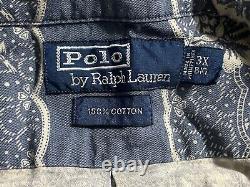 Polo Ralph Lauren Shirt Mens 3X Big Camp Loop Collar Bandana Print Vintage