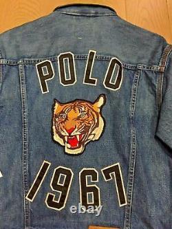 Polo Ralph Lauren Snowbeach Stadium 92 Polo Tiger Head Vintage Denim Jacket NWT