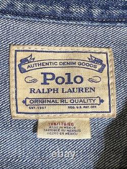 Polo Ralph Lauren Sportsman Trucker Denim Jean Jacket Men's Size 1XB VTG Vintage