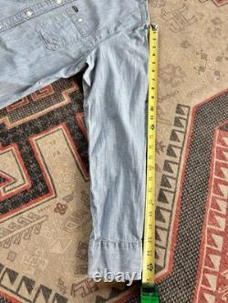 Polo Ralph Lauren Sportsman Workwear Shirt Chin Strap Denim Chambray Printed VTG