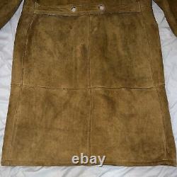 Polo Ralph Lauren Suede Leather Double Breasted Western Shearling Fur Coat vtg L