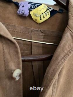 Polo Ralph Lauren Suede Overshirt Vintage Camel Jacket Shirt Mens Shirt XL NICE