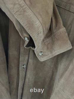 Polo Ralph Lauren Suede Overshirt Vintage Camel Jacket Shirt Mens Shirt XL NICE