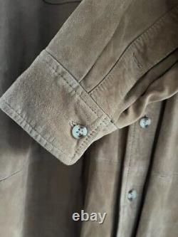 Polo Ralph Lauren Suede Overshirt Vintage Camel Jacket Shirt Mens Shirt XL NICE