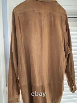 Polo Ralph Lauren Suede Overshirt Vintage Camel Jacket Shirt Mens Shirt XL NICE