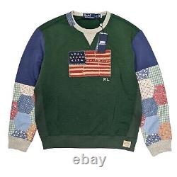 Polo Ralph Lauren Sweatshirt Men L Verano Patchwork Flag Vintage Americana NEW