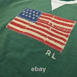 Polo Ralph Lauren Sweatshirt Men L Verano Patchwork Flag Vintage Americana NEW