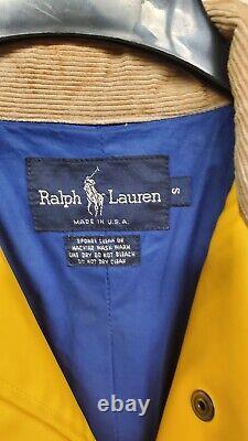 Polo Ralph Lauren Trench Coat Mens S Yellow Rubberized Canvas Vintage 80s USA