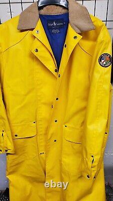 Polo Ralph Lauren Trench Coat Mens S Yellow Rubberized Canvas Vintage 80s USA