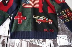 Polo Ralph Lauren Tribute TO 2001 9 / 11 NYFD Wool sweater Mens L RARE VINTAGE