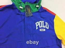 Polo Ralph Lauren VTG Color-Blocked Windbreaker Pullover Popover Jacket Hoodie