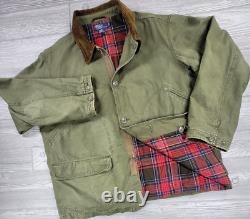 Polo Ralph Lauren VTG Jacket Mens Canvas Corduroy Plaid Lined Chore Coat XL