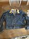 Polo Ralph Lauren Vtg L Denim Blue Jean Jacket Corduroy Collar Made In Usa