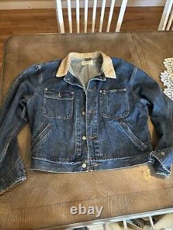 Polo Ralph Lauren VTG L Denim Blue Jean Jacket Corduroy Collar Made in USA