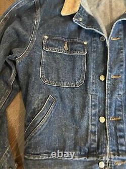 Polo Ralph Lauren VTG L Denim Blue Jean Jacket Corduroy Collar Made in USA
