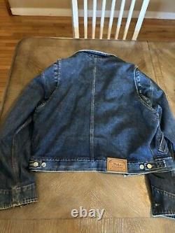 Polo Ralph Lauren VTG L Denim Blue Jean Jacket Corduroy Collar Made in USA