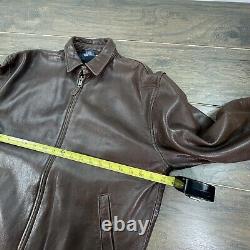Polo Ralph Lauren VTG Mens Brown 100% Leather Bomber Flight Lined Jacket Small