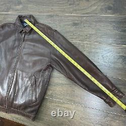 Polo Ralph Lauren VTG Mens Brown 100% Leather Bomber Flight Lined Jacket Small