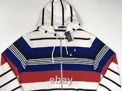 Polo Ralph Lauren VTG Retro Colorblocked Striped Full Zip Fleece Hoodie Jacket