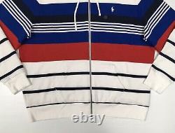 Polo Ralph Lauren VTG Retro Colorblocked Striped Full Zip Fleece Hoodie Jacket