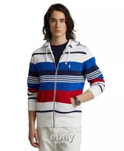 Polo Ralph Lauren VTG Retro Colorblocked Striped Full Zip Fleece Hoodie Jacket