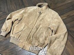 Polo Ralph Lauren Vintage 90's Country Suede Leather Military Bomber Jacket