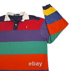 Polo Ralph Lauren Vintage 90s Rainbow Rugby Shirt Mens Large Colorblock L/S