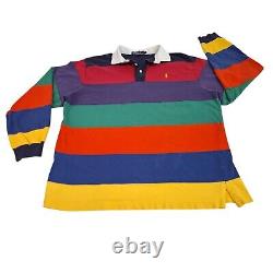 Polo Ralph Lauren Vintage 90s Rainbow Rugby Shirt Mens Large Colorblock L/S