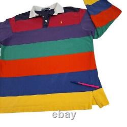 Polo Ralph Lauren Vintage 90s Rainbow Rugby Shirt Mens Large Colorblock L/S