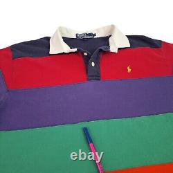 Polo Ralph Lauren Vintage 90s Rainbow Rugby Shirt Mens Large Colorblock L/S