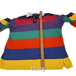 Polo Ralph Lauren Vintage 90s Rainbow Rugby Shirt Mens Large Colorblock L/S