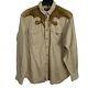 Polo Ralph Lauren Vintage Beige Western Pearl Snap Leather Detail Shirt Size 2xl