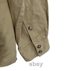 Polo Ralph Lauren Vintage Beige Western Pearl Snap Leather Detail Shirt Size 2XL