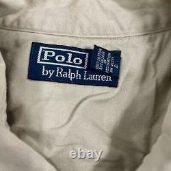 Polo Ralph Lauren Vintage Beige Western Pearl Snap Leather Detail Shirt Size 2XL