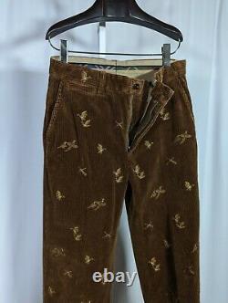 Polo Ralph Lauren Vintage Brown Corduroy Duck Bird All Over Embroidered Hunting