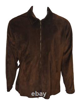 Polo Ralph Lauren Vintage Brown Suede Leather Lined Newsboy Jacket Coat Medium