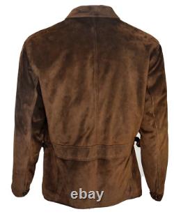 Polo Ralph Lauren Vintage Brown Suede Leather Lined Newsboy Jacket Coat Medium