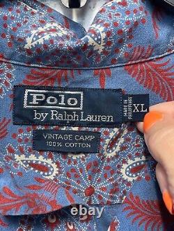 Polo Ralph Lauren Vintage Camp Shirt Men's Size XL Multicolor Paisley Button-Up