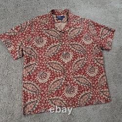 Polo Ralph Lauren Vintage Camp Shirt XL Mens Floral linen Hawaiian pineapple vtg