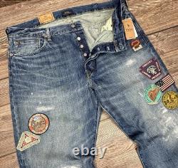 Polo Ralph Lauren Vintage Classic Distressed Patchwork Jeans Patches SZ 38X30
