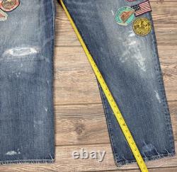 Polo Ralph Lauren Vintage Classic Distressed Patchwork Jeans Patches SZ 38X30